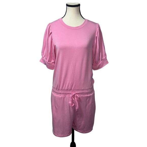 Daily ritual pink puffy sleeve short romper women’s size medium - Picture 9 of 9